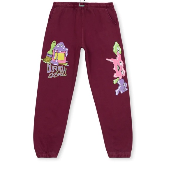 Brain Dead Paintman Burgundy Lounge Sweatpants - Picture 2 of 8